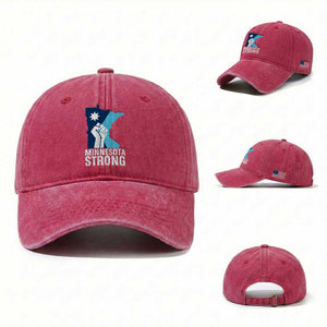 Minnesota Strong Washed Cotton Baseball Cap Minneapolis Resist ICE Immigration Human Rights Protest TS14 Washed Cap Universal Fit Red Print Your Wear