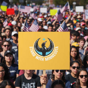 Minnesota Strong Protest Sign Stand With Minnesota Anti ICE Immigration Rights Protest TS14 Horizontal 18" × 24" Yellow Print Your Wear
