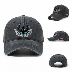Minnesota Strong Washed Cotton Baseball Cap - Stand With Minnesota - Anti ICE Immigration Rights Protest TS14 Washed Cap Universal Fit Dark Gray Print Your Wear