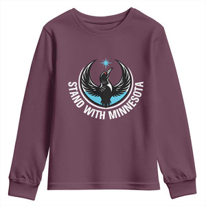 Minnesota Strong Youth Sweatshirt Stand With Minnesota Anti ICE Immigration Rights Protest TS14 Maroon Print Your Wear