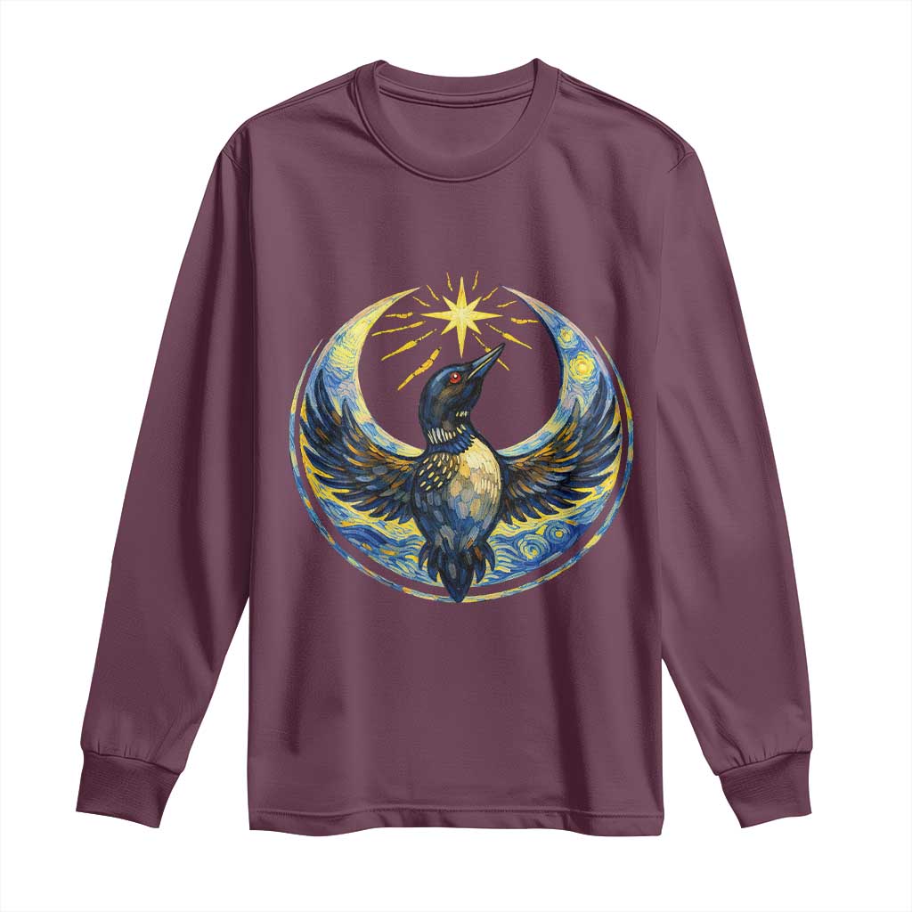 Minnesota Strong Long Sleeve Shirt Minneapolis Loon Starry Night Van Gogh TS14 Maroon Print Your Wear
