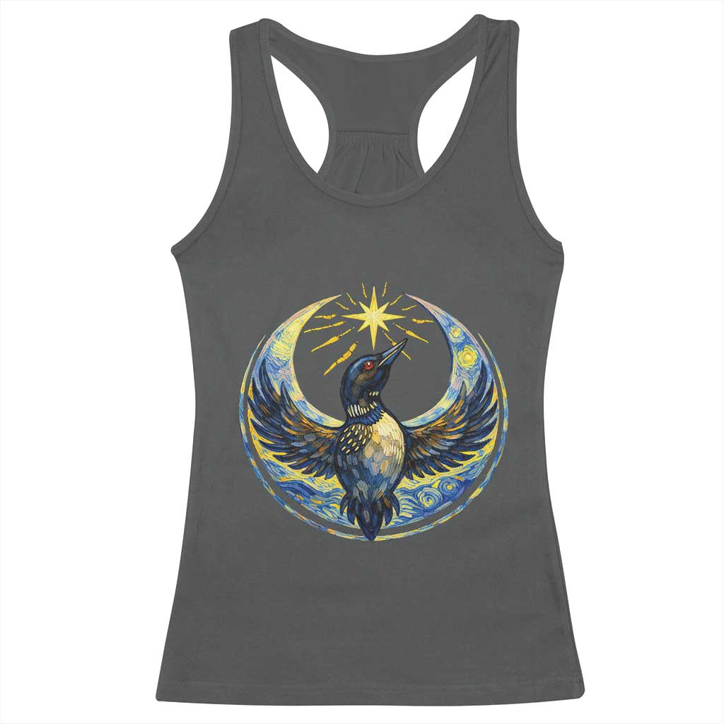 Minnesota Strong Racerback Tank Top Minneapolis Loon Starry Night Van Gogh TS14 Dark Heather Print Your Wear