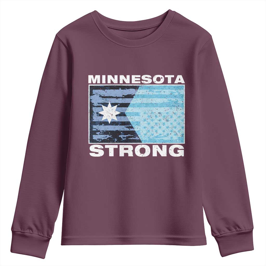 Minnesota Strong Youth Sweatshirt MN State Flag Political Protest MN Resistance Abolish ICE TS14 Maroon Print Your Wear