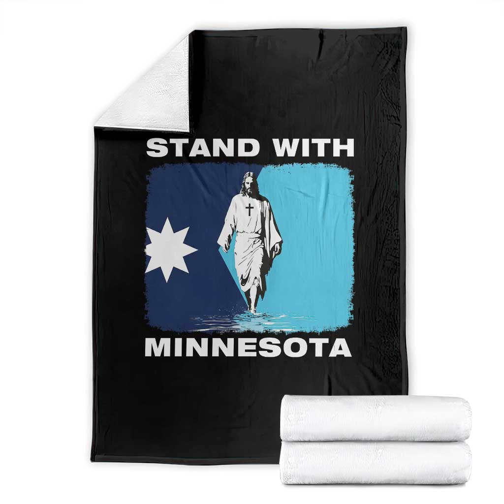 Stand with Minnesota Throw Blanket Christian Jesus Minnesota Strong Subtle Anti ICE TS14 Black Print Your Wear