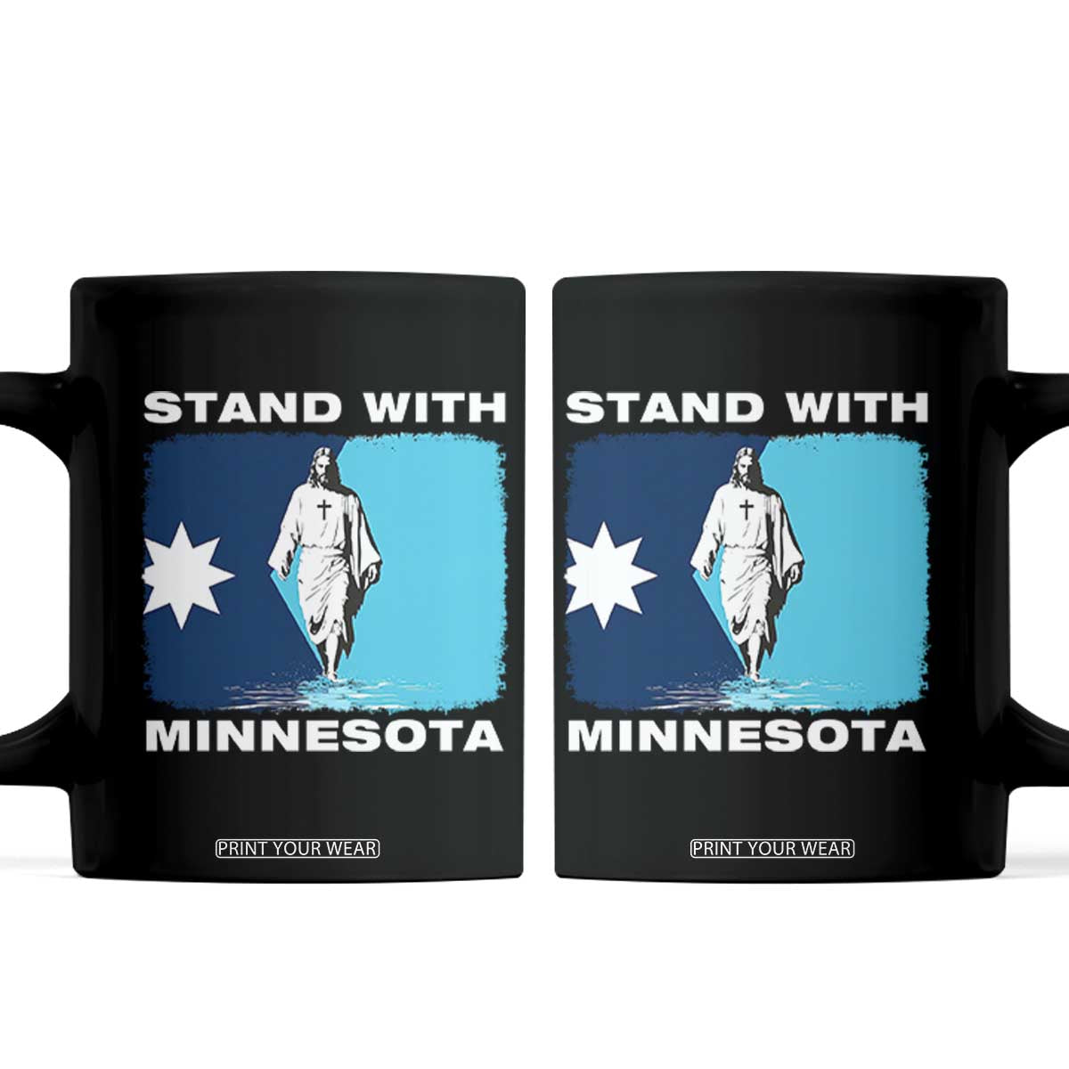 Stand with Minnesota Coffee Mug Christian Jesus Minnesota Strong Subtle Anti ICE TS14 Black Print Your Wear
