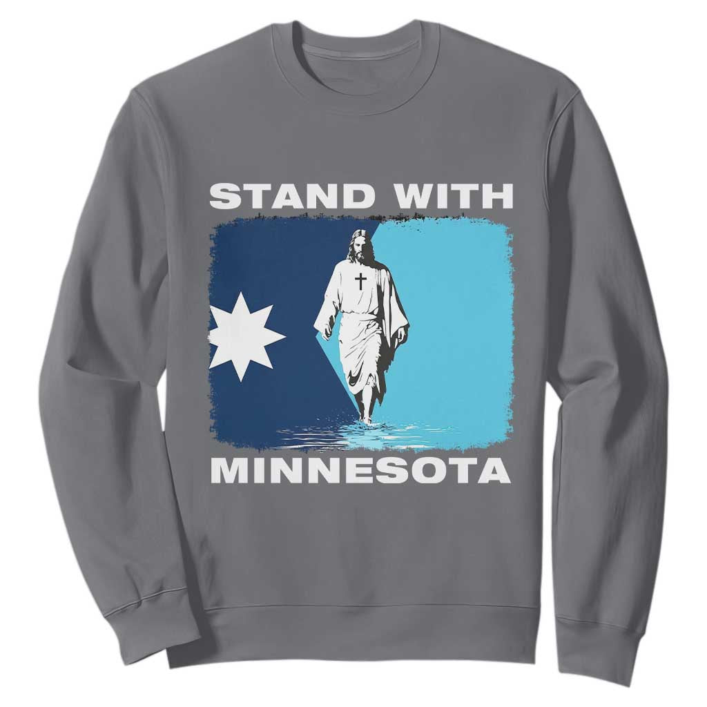 Stand with Minnesota Sweatshirt Christian Jesus Minnesota Strong Subtle Anti ICE TS14 Charcoal Print Your Wear