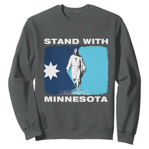 Stand with Minnesota Sweatshirt Christian Jesus Minnesota Strong Subtle Anti ICE TS14 Dark Heather Print Your Wear