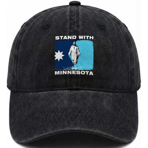 Stand with Minnesota Washed Cotton Baseball Cap Christian Jesus Minnesota Strong Subtle Anti ICE TS14 Washed Cap Universal Fit Black Print Your Wear