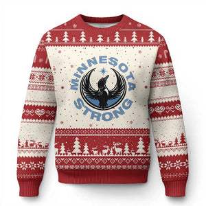 Minnesota Strong Ugly Christmas Sweater MN State Bird Loon Resistance Political Protest TS14 Beige Red Print Your Wear