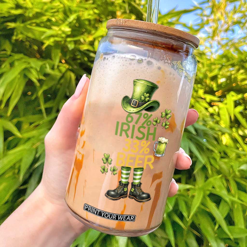 67 Irish 33 Beer Glass Can Funny Six Seven Leprechaun Drinking Beer Lover TS14 Black Print Your Wear