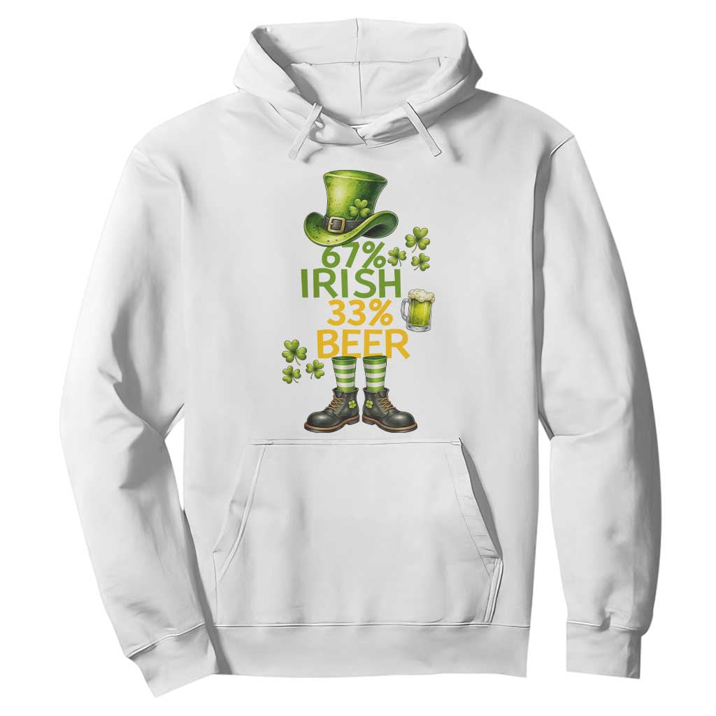 67 Irish 33 Beer Hoodie Funny Six Seven Leprechaun Drinking Beer Lover TS14 White Print Your Wear