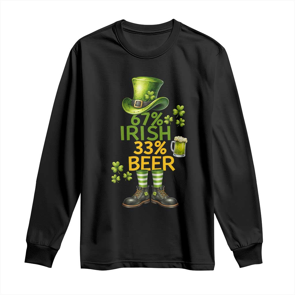 67 Irish 33 Beer Long Sleeve Shirt Funny Six Seven Leprechaun Drinking Beer Lover TS14 Black Print Your Wear