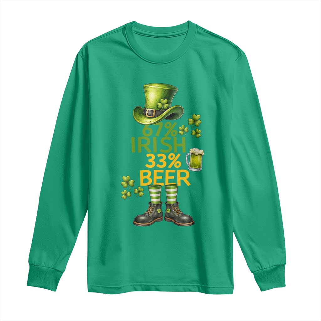 67 Irish 33 Beer Long Sleeve Shirt Funny Six Seven Leprechaun Drinking Beer Lover TS14 Irish Green Print Your Wear