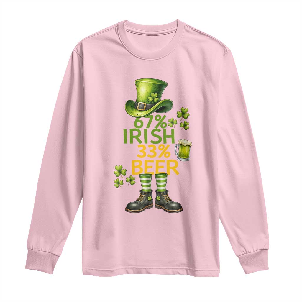 67 Irish 33 Beer Long Sleeve Shirt Funny Six Seven Leprechaun Drinking Beer Lover TS14 Light Pink Print Your Wear
