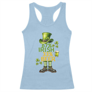 67 Irish 33 Beer Racerback Tank Top Funny Six Seven Leprechaun Drinking Beer Lover TS14 Light Blue Print Your Wear