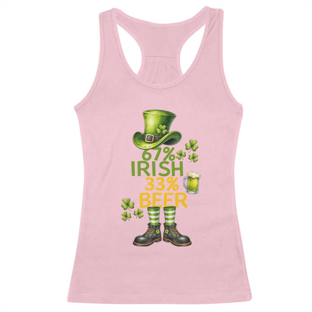 67 Irish 33 Beer Racerback Tank Top Funny Six Seven Leprechaun Drinking Beer Lover TS14 Light Pink Print Your Wear