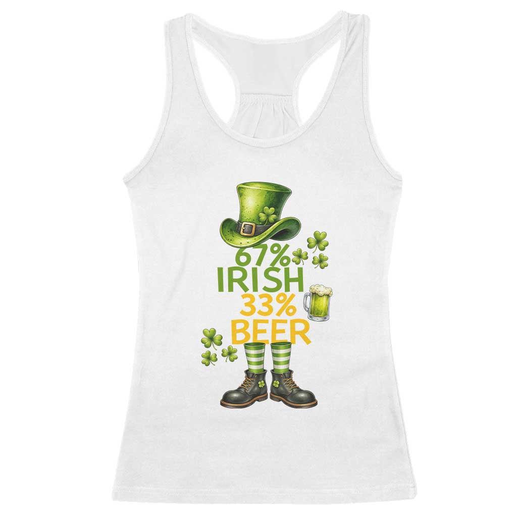 67 Irish 33 Beer Racerback Tank Top Funny Six Seven Leprechaun Drinking Beer Lover TS14 White Print Your Wear