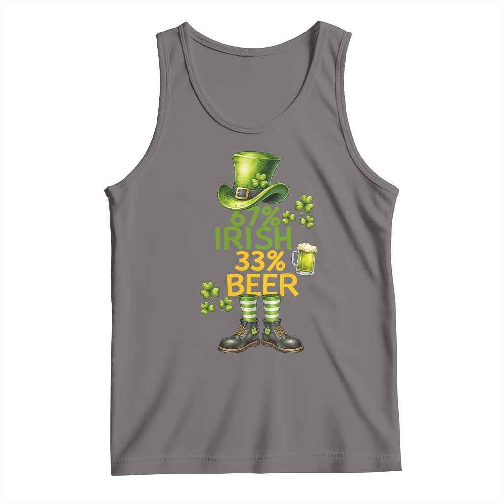67 Irish 33 Beer Tank Top Funny Six Seven Leprechaun Drinking Beer Lover TS14 Deep Heather Print Your Wear