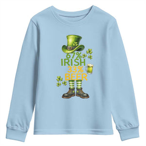 67 Irish 33 Beer Youth Sweatshirt Funny Six Seven Leprechaun Drinking Beer Lover TS14 Light Blue Print Your Wear