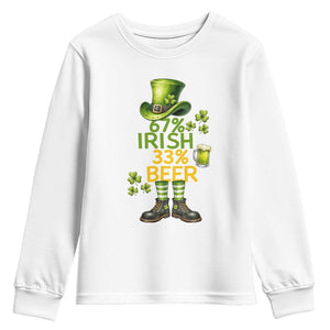 67 Irish 33 Beer Youth Sweatshirt Funny Six Seven Leprechaun Drinking Beer Lover TS14 White Print Your Wear