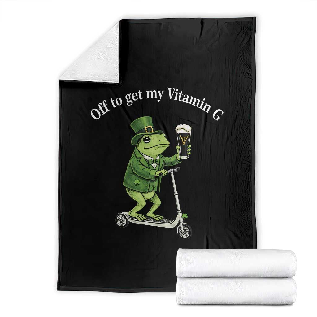 Funny Frog St Patricks Day Meme Throw Blanket Vitamin G Irish Beer TS14 Black Print Your Wear