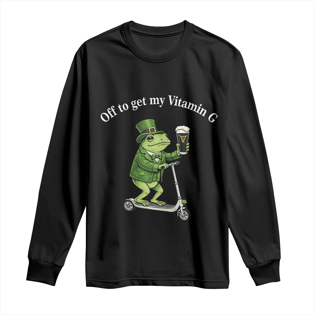 Funny Frog St Patricks Day Meme Long Sleeve Shirt Vitamin G Irish Beer TS14 Black Print Your Wear