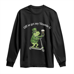 Funny Frog St Patricks Day Meme Long Sleeve Shirt Vitamin G Irish Beer TS14 Black Print Your Wear