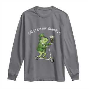Funny Frog St Patricks Day Meme Long Sleeve Shirt Vitamin G Irish Beer TS14 Charcoal Print Your Wear