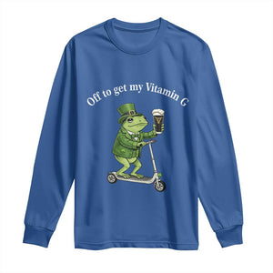 Funny Frog St Patricks Day Meme Long Sleeve Shirt Vitamin G Irish Beer TS14 Royal Blue Print Your Wear