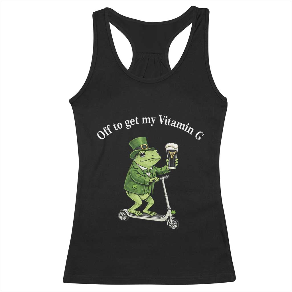 Funny Frog St Patricks Day Meme Racerback Tank Top Vitamin G Irish Beer TS14 Black Print Your Wear