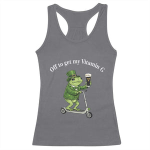 Funny Frog St Patricks Day Meme Racerback Tank Top Vitamin G Irish Beer TS14 Charcoal Print Your Wear