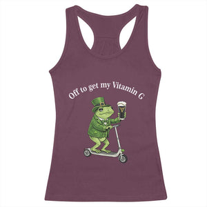 Funny Frog St Patricks Day Meme Racerback Tank Top Vitamin G Irish Beer TS14 Maroon Print Your Wear