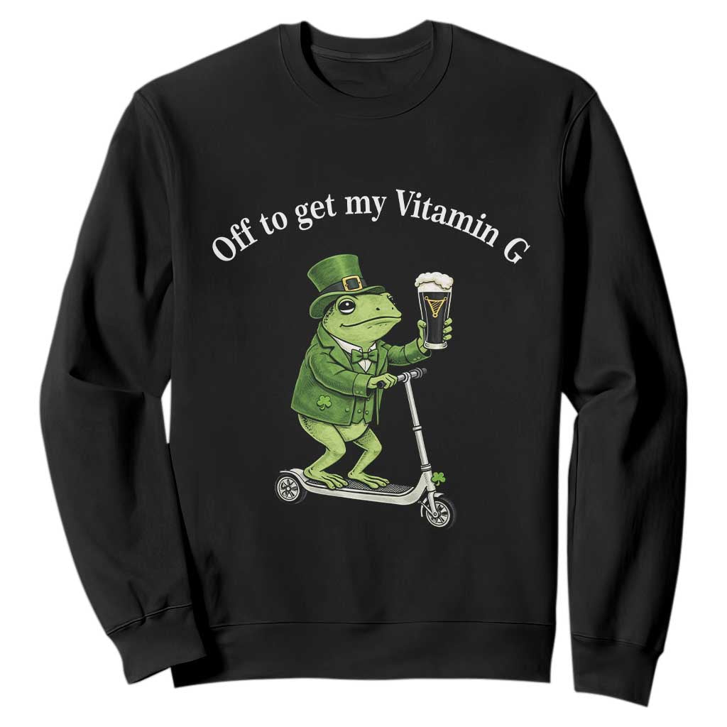 Funny Frog St Patricks Day Meme Sweatshirt Vitamin G Irish Beer TS14 Black Print Your Wear
