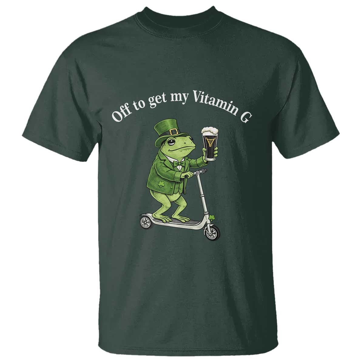 Funny Frog St Patricks Day Meme T Shirt Vitamin G Irish Beer TS14 Dark Forest Green Print Your Wear