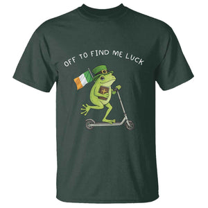 Funny Frog Christian St Patricks Day T Shirt Off To Find Me Lucky TS14 Dark Forest Green Print Your Wear