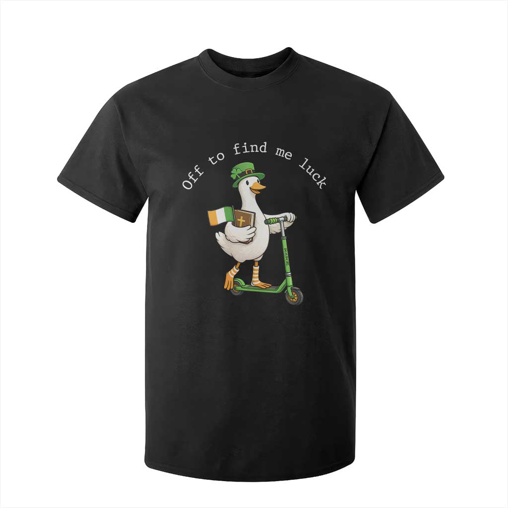 Funny Goose Christian St Patricks Day T Shirt For Kid Off To Find Me Lucky TS14 Black Print Your Wear