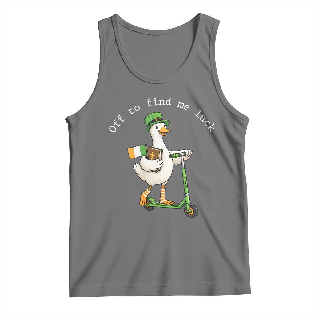Funny Goose Christian St Patricks Day Tank Top Off To Find Me Lucky TS14 Black Heather Print Your Wear