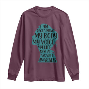 Sexual Assault Awareness Long Sleeve Shirt Women Support Survivors TS14 Maroon Print Your Wear