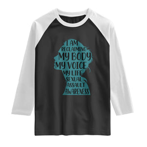 Sexual Assault Awareness Raglan Shirt Women Support Survivors TS14 Black White Print Your Wear