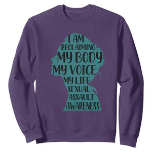 Sexual Assault Awareness Sweatshirt Women Support Survivors TS14 Purple Print Your Wear