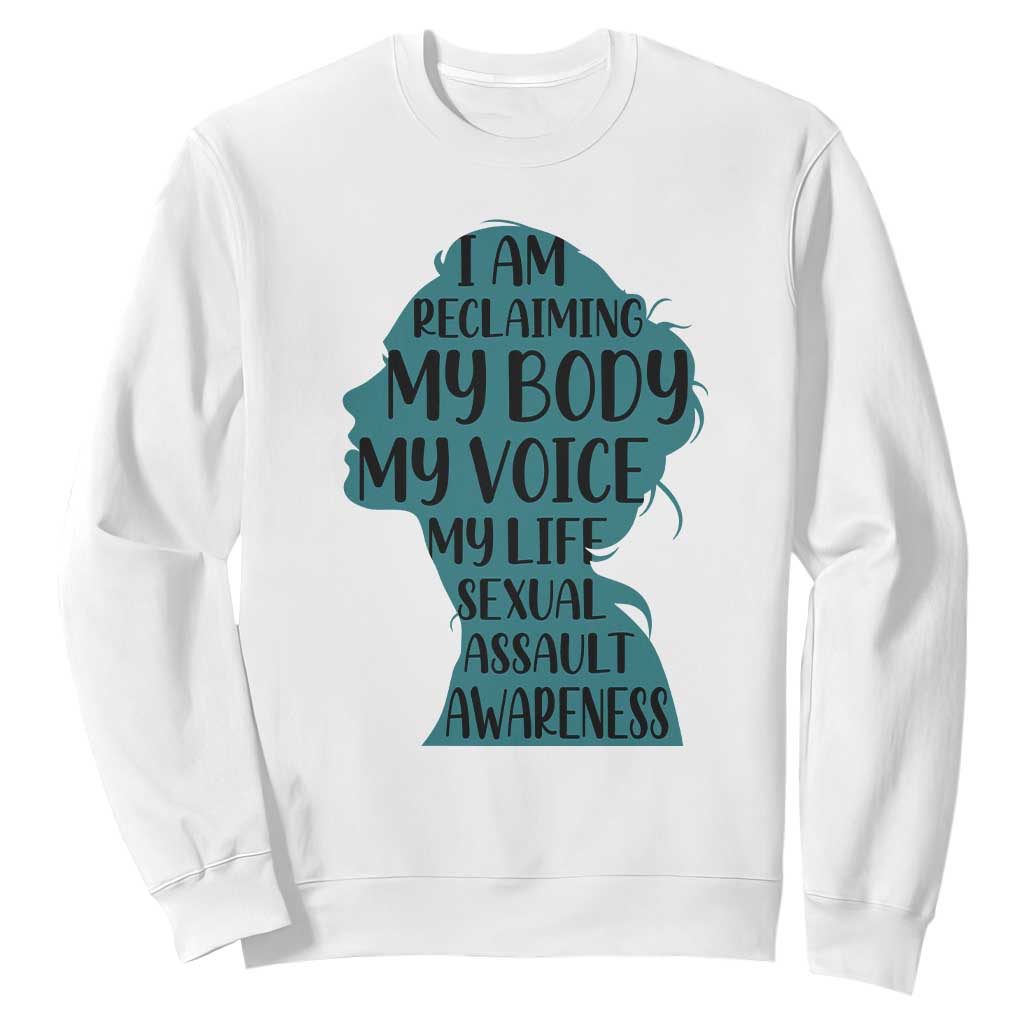 Sexual Assault Awareness Sweatshirt Women Support Survivors TS14 White Print Your Wear