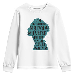 Sexual Assault Awareness Youth Sweatshirt Women Support Survivors TS14 White Print Your Wear