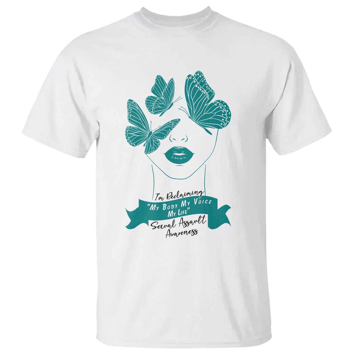 Sexual Assault Awareness Month T Shirt I Am Reclaiming My Body My Voice My Life TS14 White Print Your Wear
