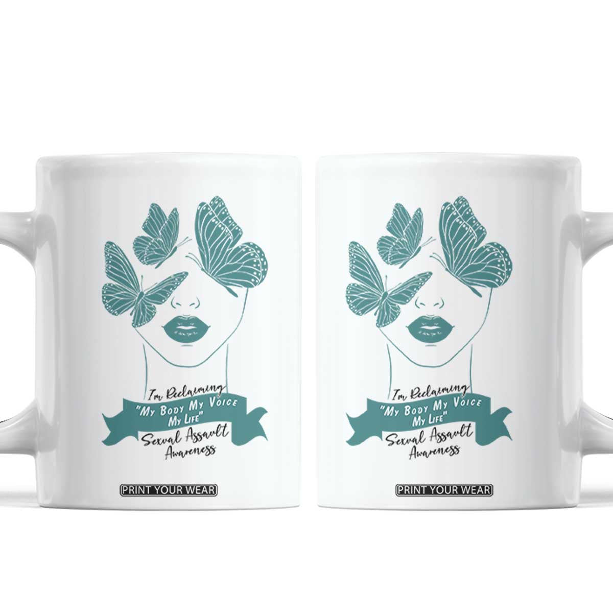 Sexual Assault Awareness Month Coffee Mug I Am Reclaiming My Body My Voice My Life TS14 White Print Your Wear
