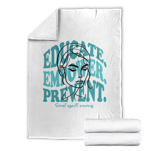 Sexual Assault Awareness Prevention Throw Blanket Educate Empower Prevent Women's Right TS14 White Print Your Wear
