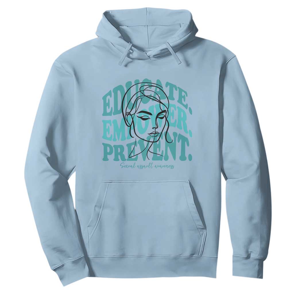 Sexual Assault Awareness Prevention Hoodie Educate Empower Prevent Women's Right TS14 Light Blue Print Your Wear