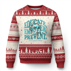 Sexual Assault Awareness Prevention Ugly Christmas Sweater Educate Empower Prevent Women's Right TS14 Beige Red Print Your Wear