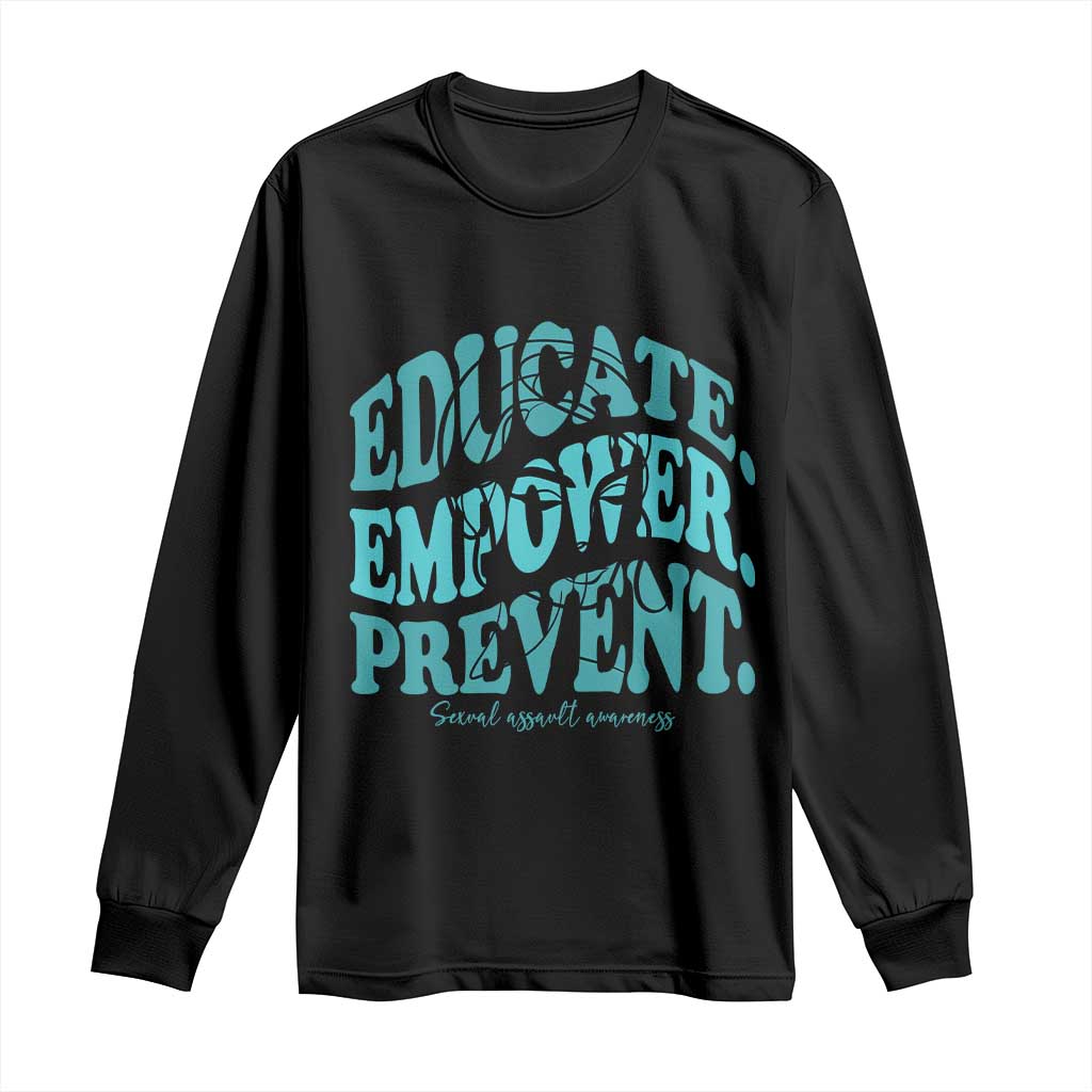 Sexual Assault Awareness Prevention Long Sleeve Shirt Educate Empower Prevent Women's Right TS14 Black Print Your Wear