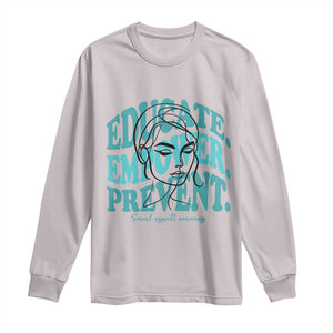 Sexual Assault Awareness Prevention Long Sleeve Shirt Educate Empower Prevent Women's Right TS14 Ice Gray Print Your Wear