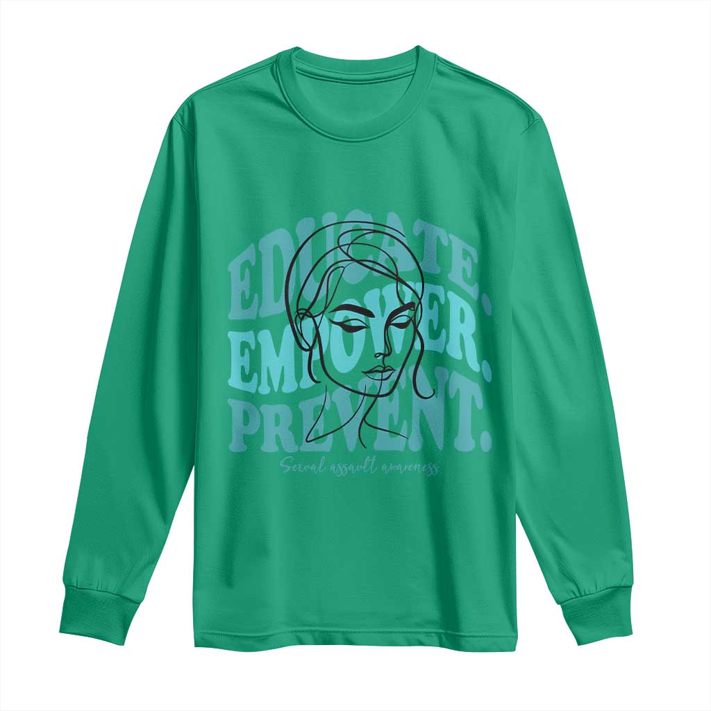 Sexual Assault Awareness Prevention Long Sleeve Shirt Educate Empower Prevent Women's Right TS14 Irish Green Print Your Wear